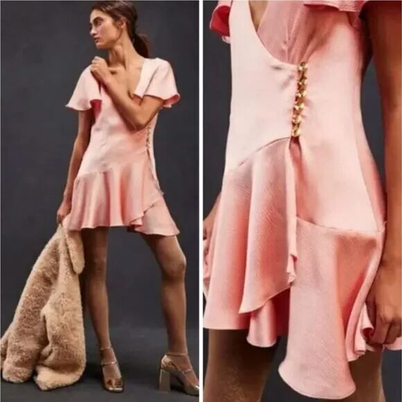 New! Free People Scarlett‎ Mini Dress in peach, size S - Picture 3 of 15